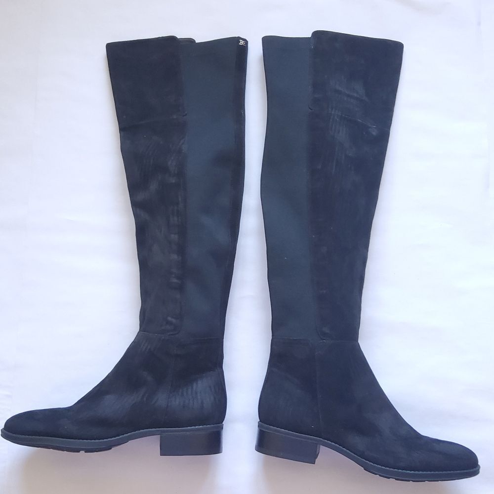 NWOT Sam Edelman Black Suede Leather Knee-High Tall Boots Sise 8.5